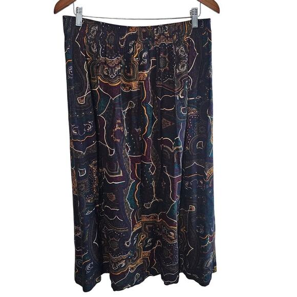 Vintage Michael Taylor Paisley Skirt Women 1X Purple 80s Preppy Cottage Academia - Picture 2 of 9